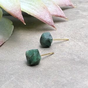 Estrella & Luna Raw Emerald Gemstone Earrings